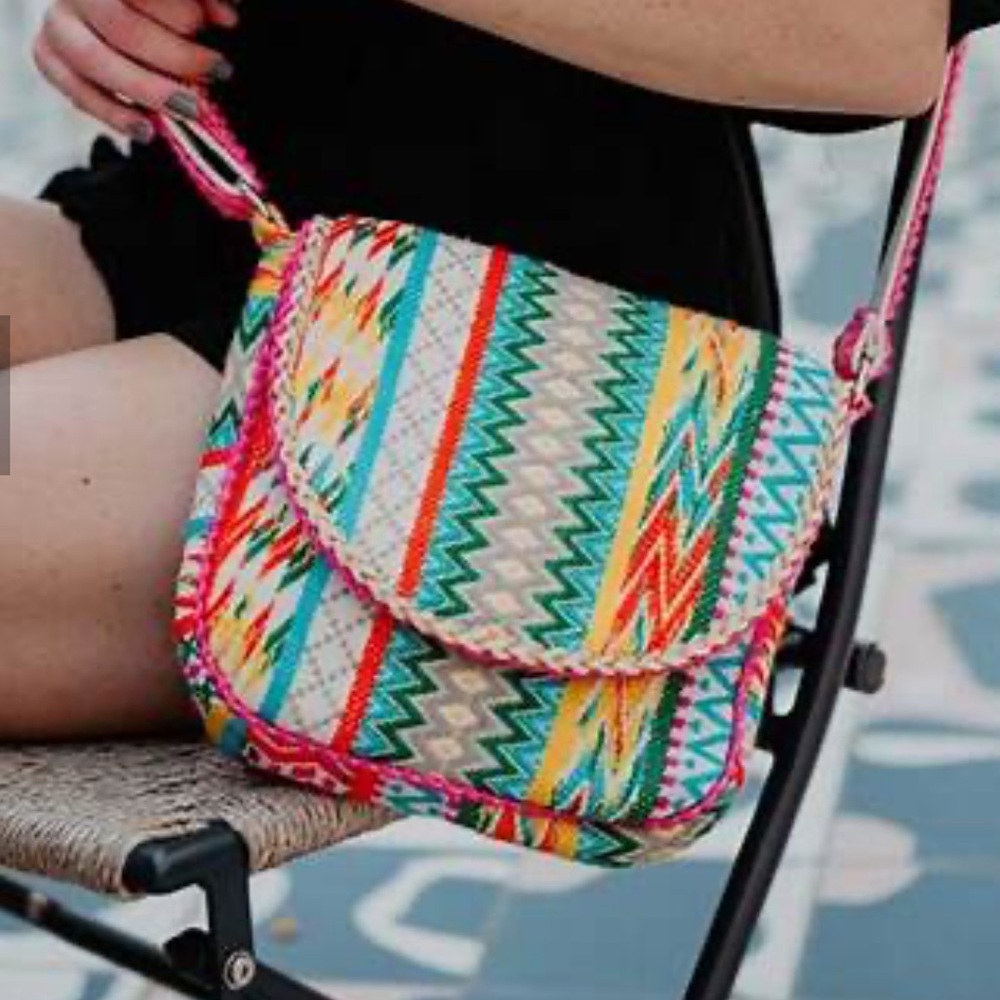 Bohemian Rainbow Zigzag Crossbody Bag